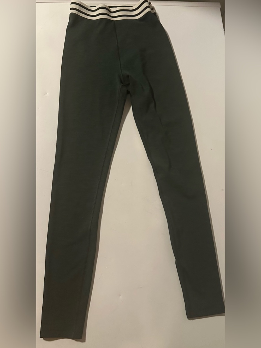 Splits59  Dark Green Leggings with Striped Waistband